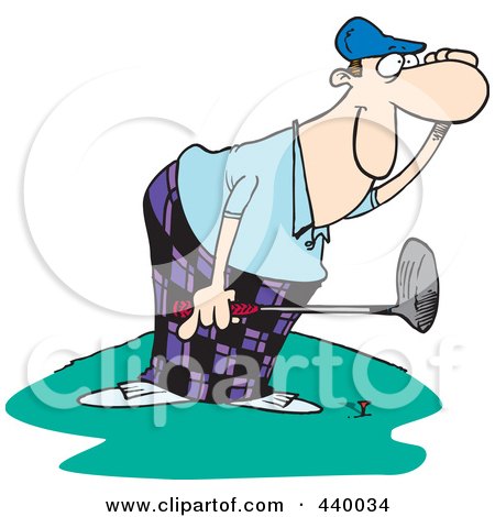 Royalty-Free (RF) Clip Art Illustration of a Cartoon Male Golfer Watching by toonaday