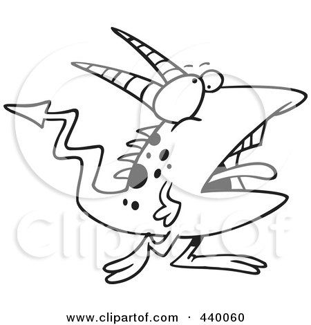Royalty-Free (RF) Clip Art Illustration of a Cartoon Black And White Outline Design Of A Speckled Goblin by toonaday