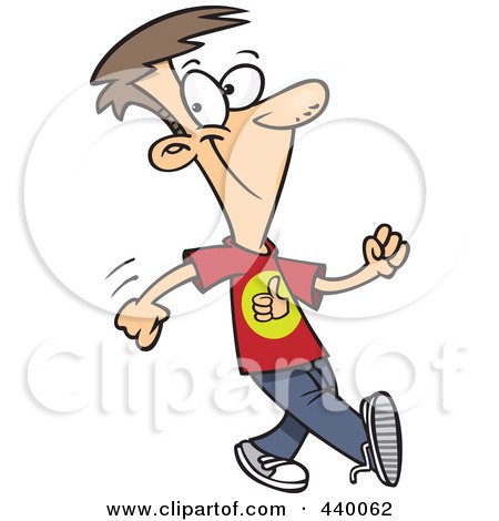 Royalty-Free (RF) Clip Art Illustration of a Cartoon Boy Walking With A Good Attitude by toonaday