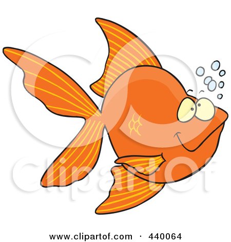 Royalty-Free (RF) Clip Art Illustration of a Cartoon Goldfish With Bubbles by toonaday
