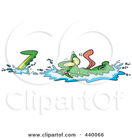 Royalty-Free (RF) Clip Art Illustration of a Cartoon Alligator Gliding Through Water by toonaday