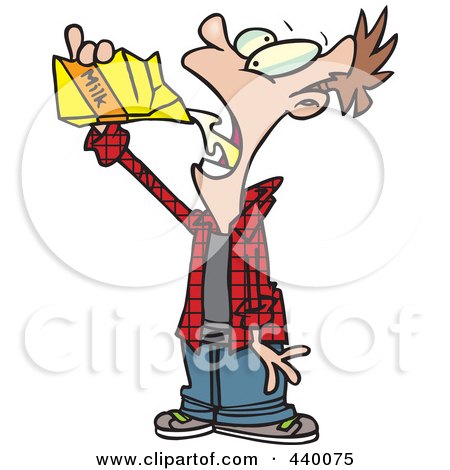 Royalty-Free (RF) Clip Art Illustration of a Cartoon Man Chugging Milk From The Carton by toonaday