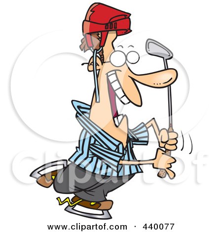 Royalty-Free (RF) Clip Art Illustration of a Cartoon Male Golfer Referee Wearing A Helmet by toonaday