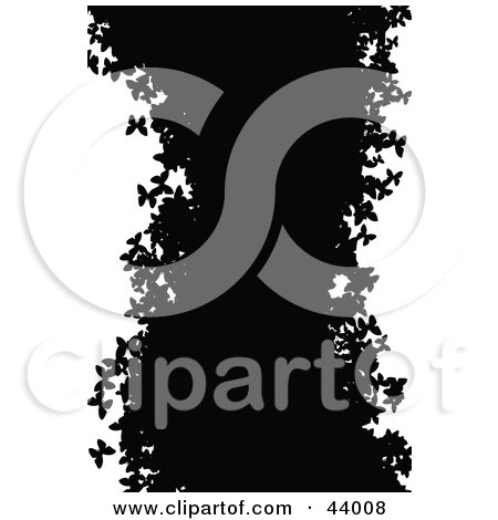 Clipart Illustration of a Wave Of Black Silhouetted Butterflies On White by Arena Creative
