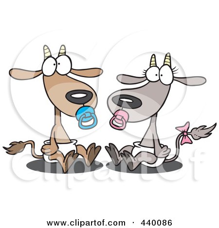 Royalty-Free (RF) Clip Art Illustration of a Cartoon Pair Of Baby Goats by toonaday