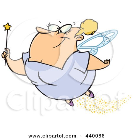 Royalty-Free (RF) Clip Art Illustration of a Cartoon Fairy Godmother Flying by toonaday