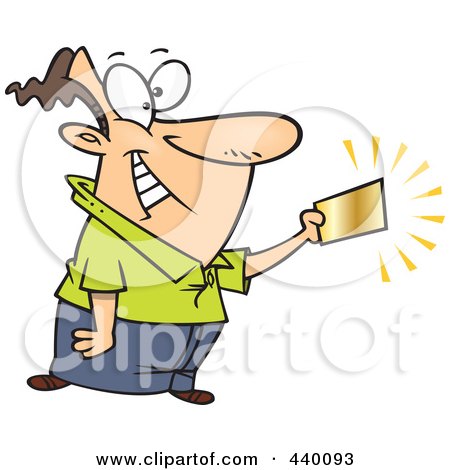 Royalty-Free (RF) Clip Art Illustration of a Cartoon Businessman Holding A Golden Ticket by toonaday