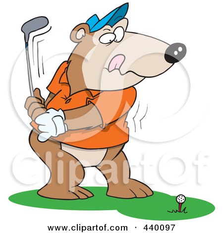 Royalty-Free (RF) Clip Art Illustration of a Cartoon Golfing Bear by toonaday