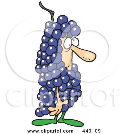 Royalty-Free (RF) Clip Art Illustration of a Cartoon Man In A Grape Costume by toonaday