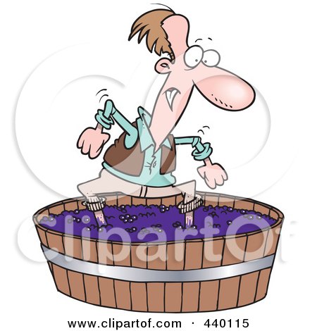 Royalty-Free (RF) Clip Art Illustration of a Cartoon Man Stomping Grapes by toonaday
