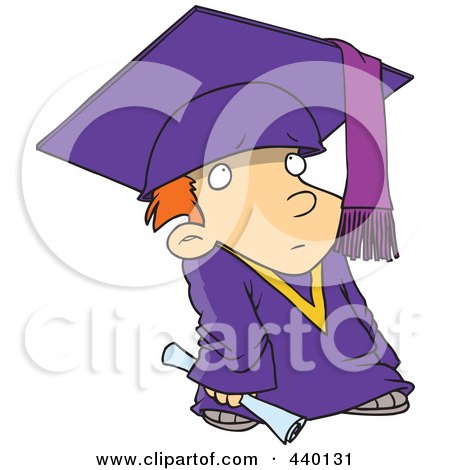 Royalty-Free (RF) Clip Art Illustration of a Cartoon Shy Graduate Boy by toonaday