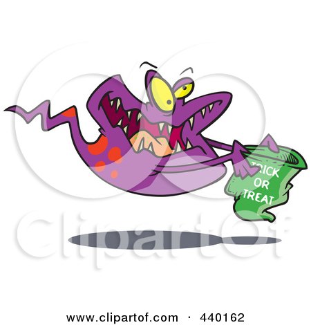 Royalty-Free (RF) Clip Art Illustration of a Cartoon Gost Trick Or Treating by toonaday