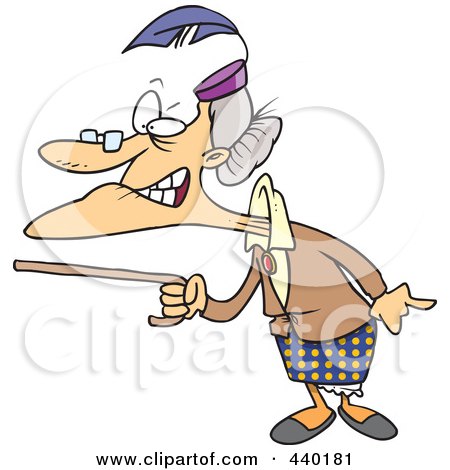 Royalty-Free (RF) Clip Art Illustration of a Cartoon Mad Granny Waving Her Cane by toonaday