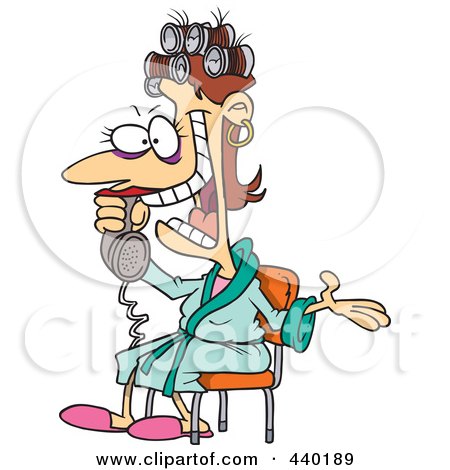 Royalty-Free (RF) Clip Art Illustration of a Cartoon Woman Talking Gossip On The Phone by toonaday