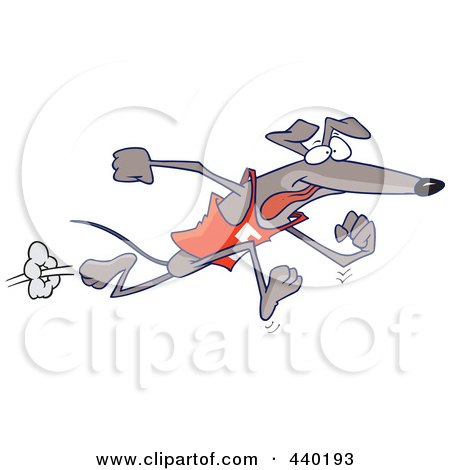Royalty-Free (RF) Clip Art Illustration of a Cartoon Greyhound Dog Running Upright by toonaday