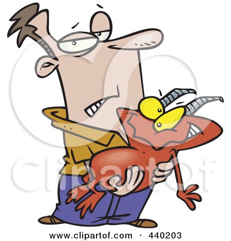 Royalty-Free (RF) Clip Art Illustration of a Cartoon Man Holding A Grudge by toonaday