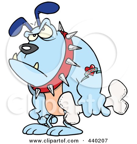 Royalty-Free (RF) Clip Art Illustration of a Cartoon Grumpy Bulldog Holding A Bone by toonaday