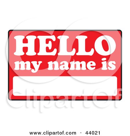 Clipart Illustration of a Blank Red And White Hello My Name Is Tag by Arena Creative