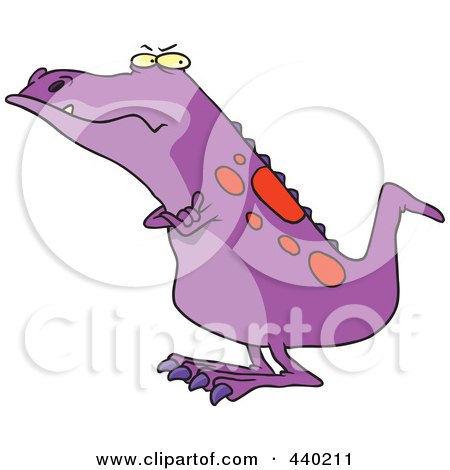 Royalty-Free (RF) Clip Art Illustration of a Cartoon Grumpy Grumposaurus With Folded Arms by toonaday