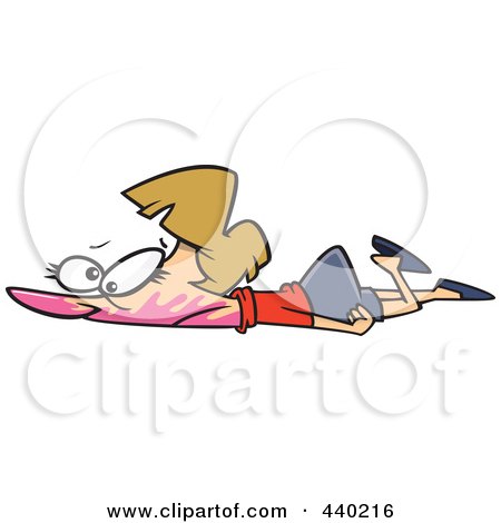 Royalty-Free (RF) Clip Art Illustration of a Cartoon Woman Collapsed On The Ground With Bubble Gum In Her Face by toonaday