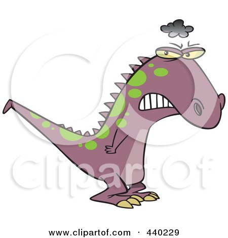Royalty-Free (RF) Clip Art Illustration of a Cartoon Grumpy Grumposaurus by toonaday