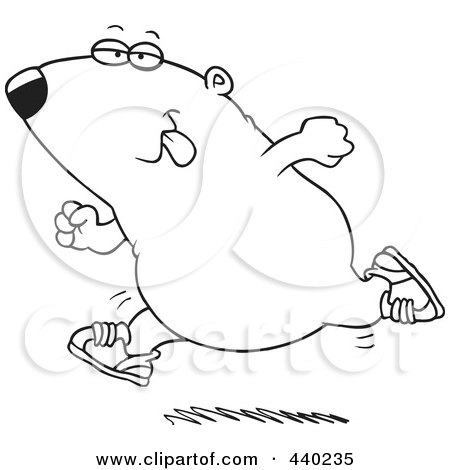 Royalty-Free (RF) Clip Art Illustration of a Cartoon Black And White Outline Design Of A Running Guinea Pig by toonaday