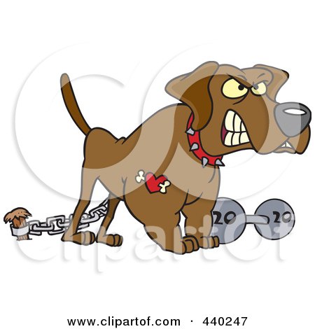 Royalty-Free (RF) Clip Art Illustration of a Cartoon Guard Dog With A Dumbbell by toonaday