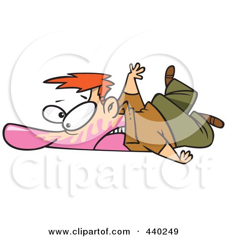 Royalty-Free (RF) Clip Art Illustration of a Cartoon Man Collapsed On The Ground With Bubble Gum In His Face by toonaday