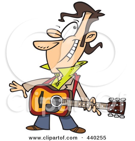 Royalty-Free (RF) Clip Art Illustration of a Cartoon Winking Male Guitarist by toonaday