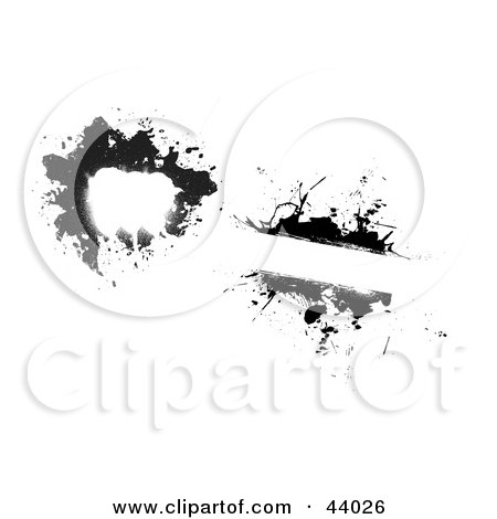Clipart Illustration of a Black And White Grunge Splatter Text Boxes by Arena Creative