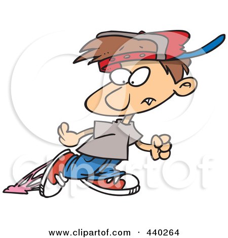 Royalty-Free (RF) Clip Art Illustration of a Cartoon Little Boy Looking Back At Gum Stuck To His Shoe by toonaday