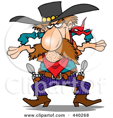 Royalty-Free (RF) Clip Art Illustration of a Cartoon Western Gunslinger Cowboy by toonaday