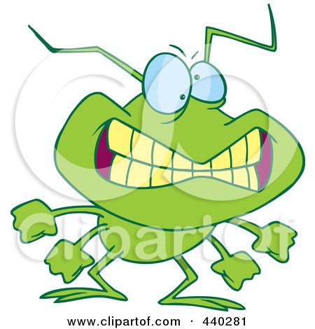 Royalty-Free (RF) Clip Art Illustration of a Cartoon Grinning Bad Bug by toonaday