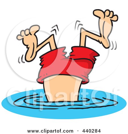 Royalty-Free (RF) Clip Art Illustration of a Cartoon Bad Diver Wiggling His Legs by toonaday