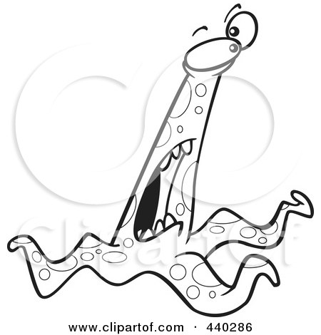 Royalty-Free (RF) Clip Art Illustration of a Cartoon Black And White Outline Design Of A Bad Monster Screaming by toonaday