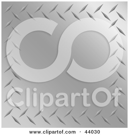 Clipart Illustration of a Metal Background Bordered In Diamond Plate by Arena Creative