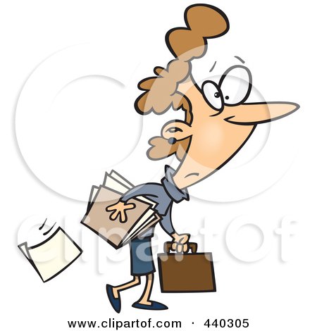 Royalty-Free (RF) Clip Art Illustration of a CartoonBusinesswoman Dropping Paperwork by toonaday