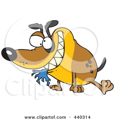 Royalty-Free (RF) Clip Art Illustration of a Cartoon Bad Dog With Cloth In His Mouth by toonaday