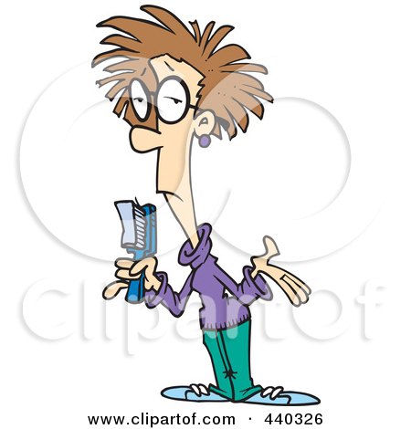 Royalty-Free (RF) Clip Art Illustration of a Cartoon Woman With A Bad Hair Day by toonaday