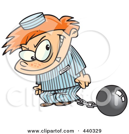 Royalty-Free (RF) Clip Art Illustration of a Cartoon Bad Boy In A Prison Uniform by toonaday