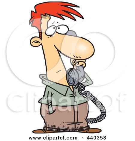 Royalty-Free (RF) Clip Art Illustration of a Cartoon Man Receiving Bad News On The Phone by toonaday