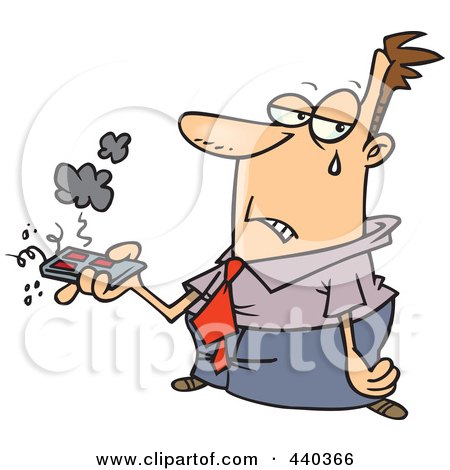 Royalty-Free (RF) Clip Art Illustration of a Cartoon Businessman Holding A Bad Remote Control by toonaday