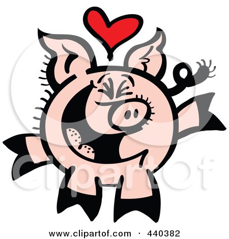 Royalty-Free (RF) Clip Art Illustration of an Infatuated Pig Smiling - 2 by Zooco