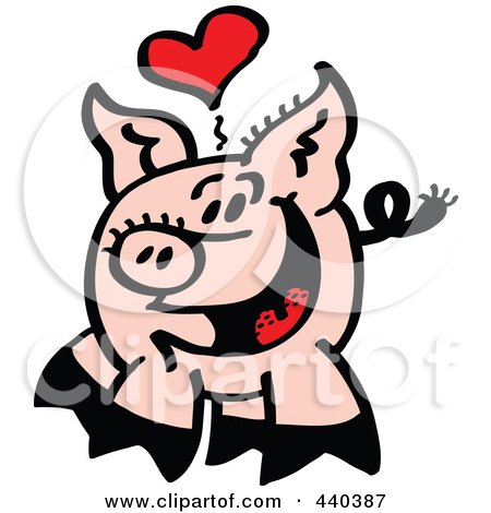 Royalty-Free (RF) Clip Art Illustration of an Infatuated Pig Smiling - 1 by Zooco