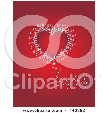 Royalty-Free (RF) Clip Art Illustration of a Red Heart Bordered In White Sparkles On Red by Vitmary Rodriguez