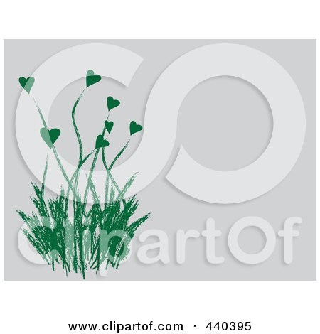 Royalty-Free (RF) Clip Art Illustration of a Green Heart Flowering Plant On A Gray Background by Vitmary Rodriguez