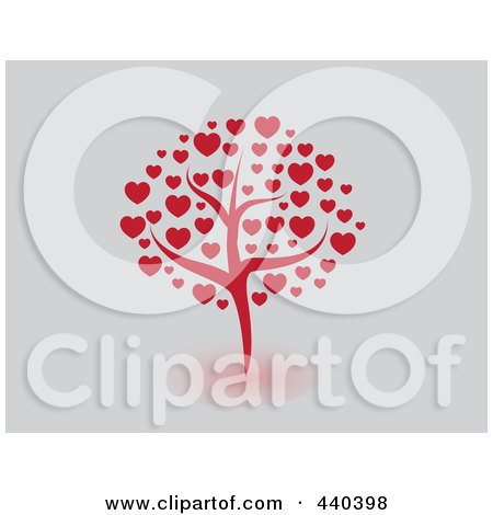 Royalty-Free (RF) Clip Art Illustration of a Red Tree Of Hearts On Gray by Vitmary Rodriguez