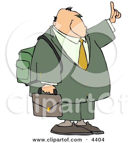 Traveling Businessman Trying to Get a Ride by Holding Hand Out Clipart by djart