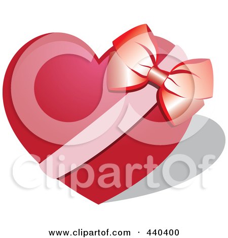 Royalty-Free (RF) Clip Art Illustration of a Red Heart With A Bow And Ribbon by Vitmary Rodriguez