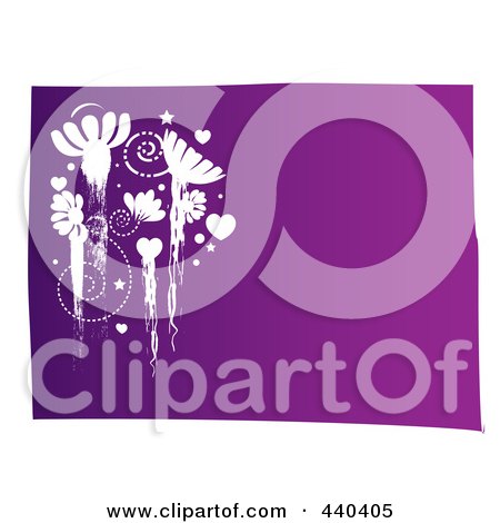 Royalty-Free (RF) Clip Art Illustration of White Grungy Flowers And Spirals On Purple by Vitmary Rodriguez